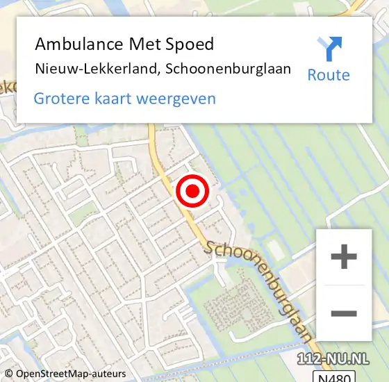 Locatie op kaart van de 112 melding: Ambulance Met Spoed Naar Nieuw-Lekkerland, Schoonenburglaan op 30 mei 2024 07:28