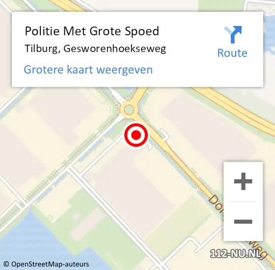 Locatie op kaart van de 112 melding: Politie Met Grote Spoed Naar Tilburg, Gesworenhoekseweg op 30 mei 2024 07:54