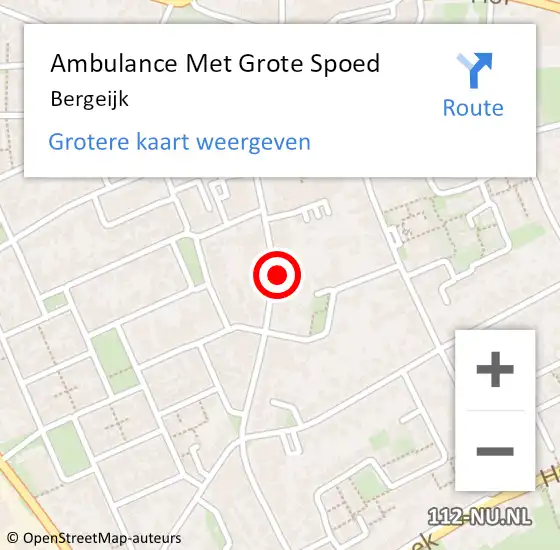 Locatie op kaart van de 112 melding: Ambulance Met Grote Spoed Naar Bergeijk op 30 mei 2024 08:00