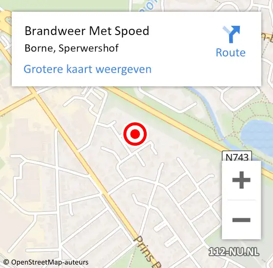 Locatie op kaart van de 112 melding: Brandweer Met Spoed Naar Borne, Sperwershof op 30 mei 2024 08:00