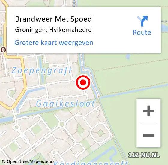 Locatie op kaart van de 112 melding: Brandweer Met Spoed Naar Groningen, Hylkemaheerd op 30 mei 2024 08:02