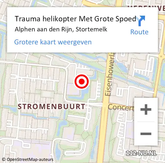 Locatie op kaart van de 112 melding: Trauma helikopter Met Grote Spoed Naar Alphen aan den Rijn, Stortemelk op 30 mei 2024 08:03