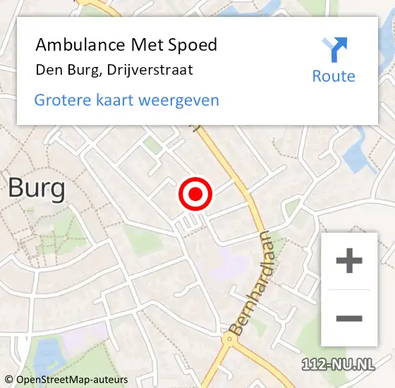 Locatie op kaart van de 112 melding: Ambulance Met Spoed Naar Den Burg, Drijverstraat op 30 mei 2024 08:20