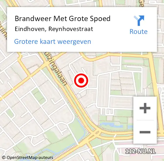 Locatie op kaart van de 112 melding: Brandweer Met Grote Spoed Naar Eindhoven, Reynhovestraat op 30 mei 2024 08:48