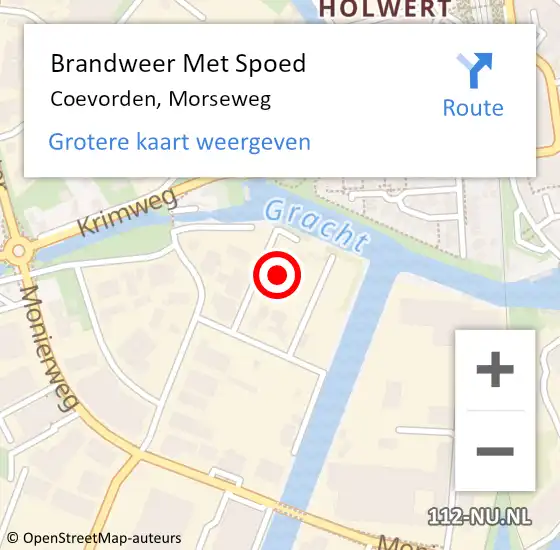 Locatie op kaart van de 112 melding: Brandweer Met Spoed Naar Coevorden, Morseweg op 30 mei 2024 09:30