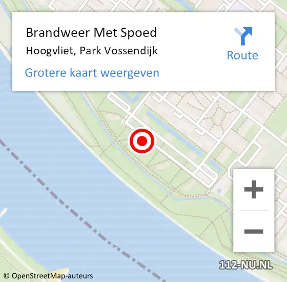 Locatie op kaart van de 112 melding: Brandweer Met Spoed Naar Hoogvliet, Park Vossendijk op 30 mei 2024 09:30