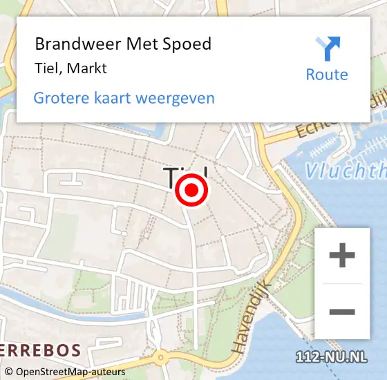 Locatie op kaart van de 112 melding: Brandweer Met Spoed Naar Tiel, Markt op 30 mei 2024 10:08