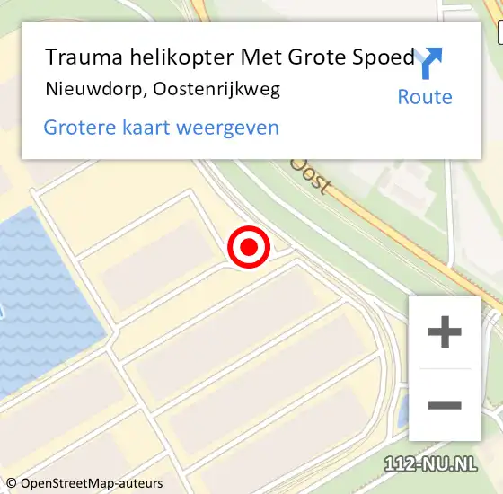 Locatie op kaart van de 112 melding: Trauma helikopter Met Grote Spoed Naar Nieuwdorp, Oostenrijkweg op 30 mei 2024 10:15