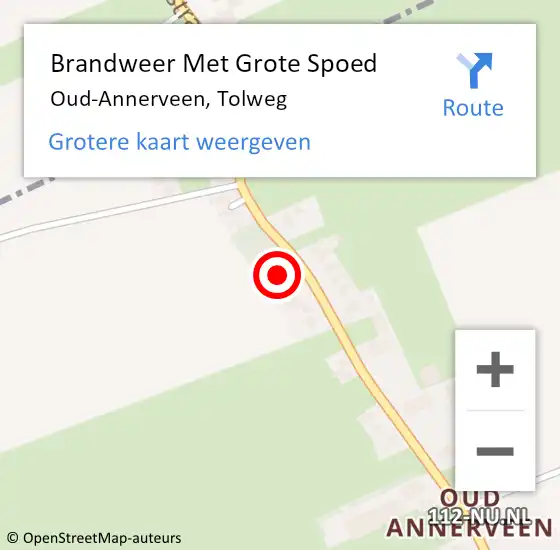 Locatie op kaart van de 112 melding: Brandweer Met Grote Spoed Naar Oud-Annerveen, Tolweg op 30 mei 2024 10:15