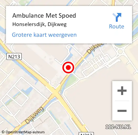 Locatie op kaart van de 112 melding: Ambulance Met Spoed Naar Honselersdijk, Dijkweg op 30 mei 2024 10:20