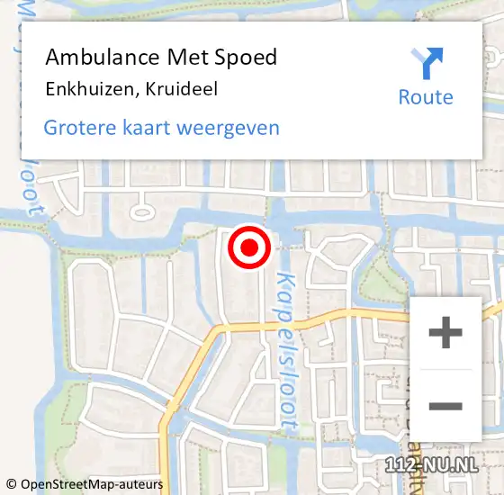 Locatie op kaart van de 112 melding: Ambulance Met Spoed Naar Enkhuizen, Kruideel op 30 mei 2024 10:25