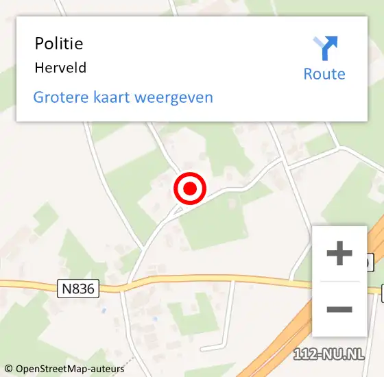 Locatie op kaart van de 112 melding: Politie Herveld op 30 mei 2024 10:26