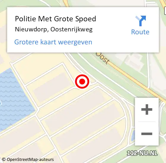 Locatie op kaart van de 112 melding: Politie Met Grote Spoed Naar Nieuwdorp, Oostenrijkweg op 30 mei 2024 10:30