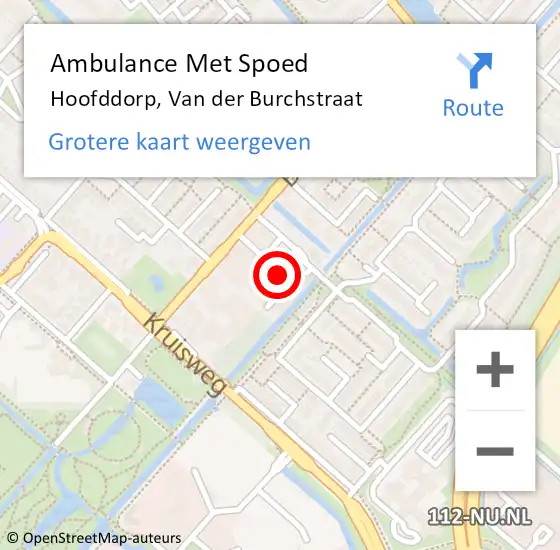 Locatie op kaart van de 112 melding: Ambulance Met Spoed Naar Hoofddorp, Van der Burchstraat op 30 mei 2024 10:31