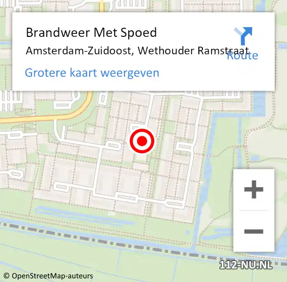 Locatie op kaart van de 112 melding: Brandweer Met Spoed Naar Amsterdam, Wethouder Ramstraat op 30 mei 2024 10:33