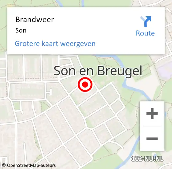 Locatie op kaart van de 112 melding: Brandweer Son op 30 mei 2024 10:34