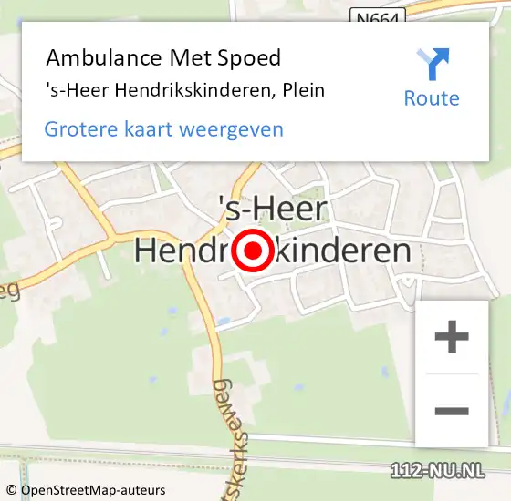 Locatie op kaart van de 112 melding: Ambulance Met Spoed Naar 's-Heer Hendrikskinderen, Plein op 7 oktober 2014 17:11