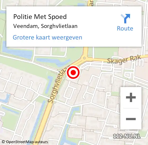 Locatie op kaart van de 112 melding: Politie Met Spoed Naar Veendam, Sorghvlietlaan op 30 mei 2024 10:35