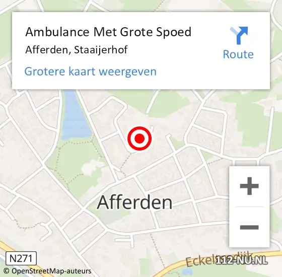 Locatie op kaart van de 112 melding: Ambulance Met Grote Spoed Naar Afferden, Staaijerhof op 7 oktober 2014 17:13
