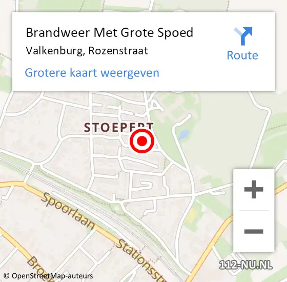 Locatie op kaart van de 112 melding: Brandweer Met Grote Spoed Naar Valkenburg, Rozenstraat op 30 mei 2024 10:45