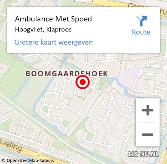 Locatie op kaart van de 112 melding: Ambulance Met Spoed Naar Hoogvliet, Klaproos op 30 mei 2024 10:49