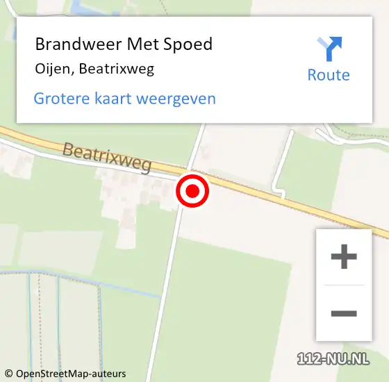 Locatie op kaart van de 112 melding: Brandweer Met Spoed Naar Oijen, Beatrixweg op 30 mei 2024 10:55