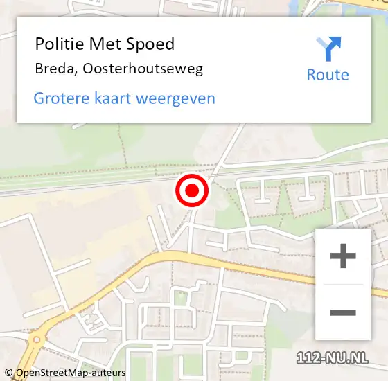 Locatie op kaart van de 112 melding: Politie Met Spoed Naar Breda, Oosterhoutseweg op 30 mei 2024 11:01