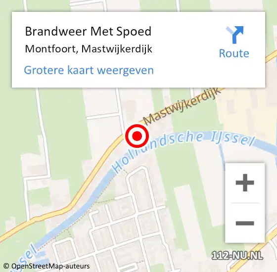 Locatie op kaart van de 112 melding: Brandweer Met Spoed Naar Montfoort, Mastwijkerdijk op 30 mei 2024 11:08