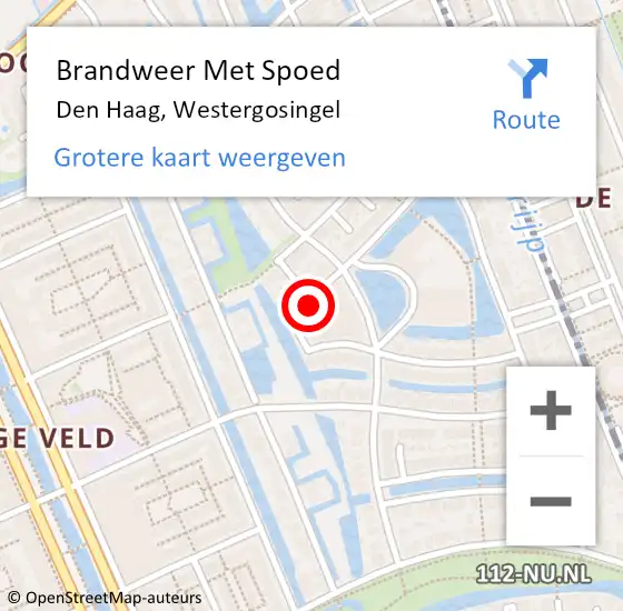 Locatie op kaart van de 112 melding: Brandweer Met Spoed Naar Den Haag, Westergosingel op 30 mei 2024 11:21