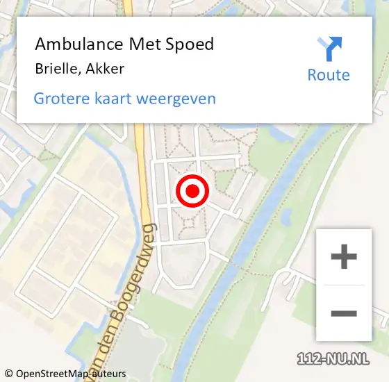 Locatie op kaart van de 112 melding: Ambulance Met Spoed Naar Brielle, Akker op 30 mei 2024 11:31