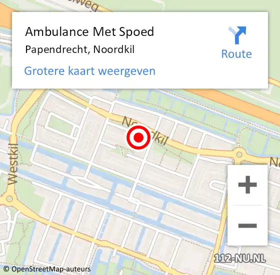 Locatie op kaart van de 112 melding: Ambulance Met Spoed Naar Papendrecht, Noordkil op 30 mei 2024 11:39