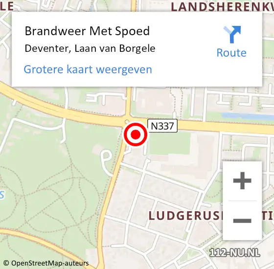 Locatie op kaart van de 112 melding: Brandweer Met Spoed Naar Deventer, Laan van Borgele op 30 mei 2024 12:06