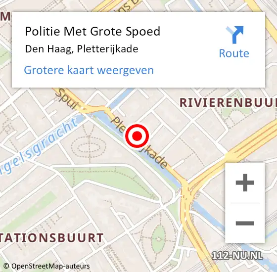 Locatie op kaart van de 112 melding: Politie Met Grote Spoed Naar Den Haag, Pletterijkade op 30 mei 2024 12:11