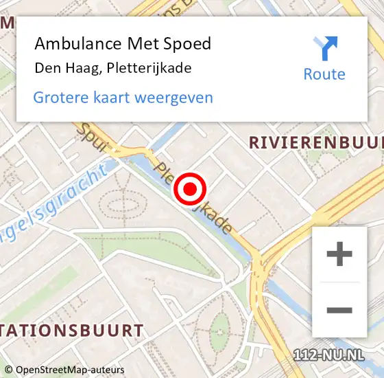 Locatie op kaart van de 112 melding: Ambulance Met Spoed Naar Den Haag, Pletterijkade op 30 mei 2024 12:14