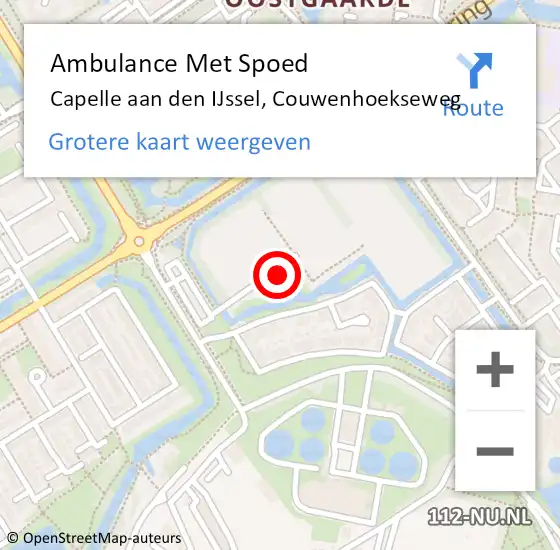 Locatie op kaart van de 112 melding: Ambulance Met Spoed Naar Capelle aan den IJssel, Couwenhoekseweg op 30 mei 2024 12:36