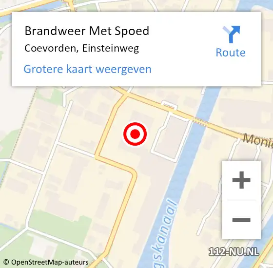 Locatie op kaart van de 112 melding: Brandweer Met Spoed Naar Coevorden, Einsteinweg op 30 mei 2024 12:48