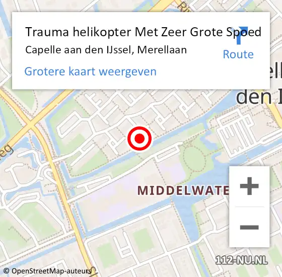 Locatie op kaart van de 112 melding: Trauma helikopter Met Zeer Grote Spoed Naar Capelle aan den IJssel, Merellaan op 30 mei 2024 12:56