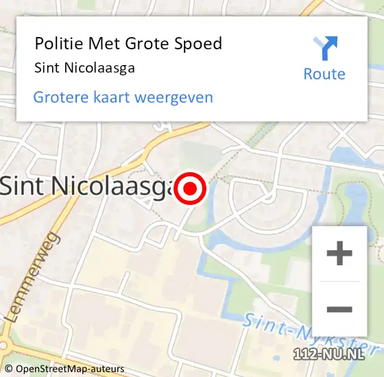 Locatie op kaart van de 112 melding: Politie Met Grote Spoed Naar Sint Nicolaasga op 30 mei 2024 12:59