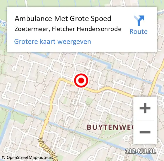 Locatie op kaart van de 112 melding: Ambulance Met Grote Spoed Naar Zoetermeer, Fletcher Hendersonrode op 30 mei 2024 13:04