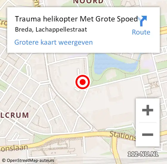 Locatie op kaart van de 112 melding: Trauma helikopter Met Grote Spoed Naar Breda, Lachappellestraat op 30 mei 2024 13:09