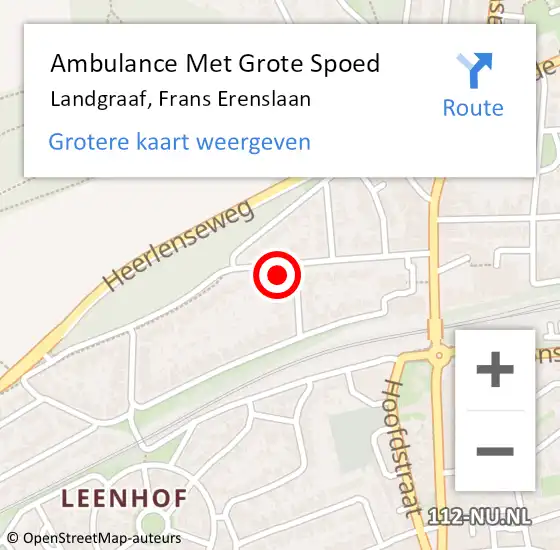 Locatie op kaart van de 112 melding: Ambulance Met Grote Spoed Naar Landgraaf, Frans Erenslaan op 7 oktober 2014 17:37