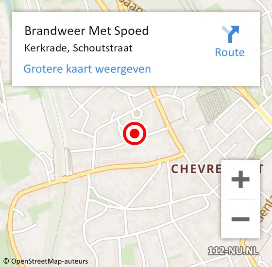 Locatie op kaart van de 112 melding: Brandweer Met Spoed Naar Kerkrade, Schoutstraat op 30 mei 2024 13:50