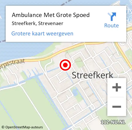 Locatie op kaart van de 112 melding: Ambulance Met Grote Spoed Naar Streefkerk, Strevenaer op 30 mei 2024 13:54