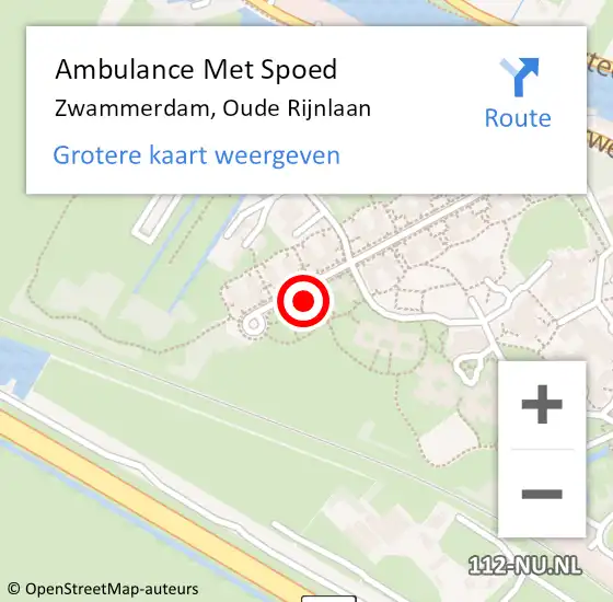 Locatie op kaart van de 112 melding: Ambulance Met Spoed Naar Zwammerdam, Oude Rijnlaan op 30 mei 2024 14:07