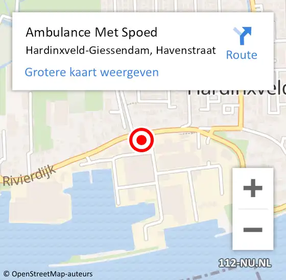 Locatie op kaart van de 112 melding: Ambulance Met Spoed Naar Hardinxveld-Giessendam, Havenstraat op 30 mei 2024 14:09