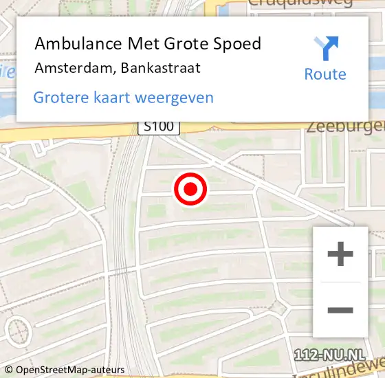 Locatie op kaart van de 112 melding: Ambulance Met Grote Spoed Naar Amsterdam, Bankastraat op 30 mei 2024 14:46