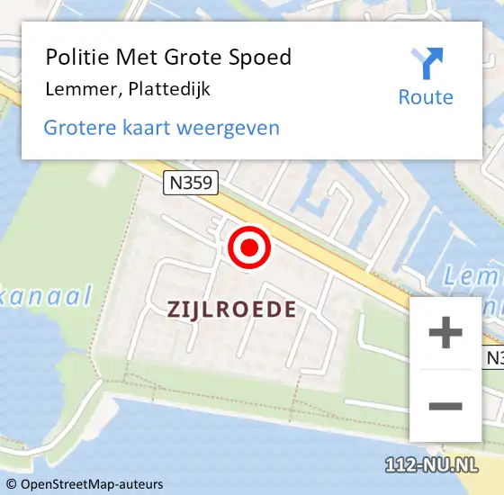 Locatie op kaart van de 112 melding: Politie Met Grote Spoed Naar Lemmer, Plattedijk op 30 mei 2024 14:50