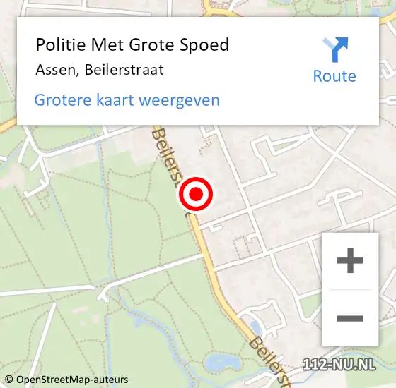 Locatie op kaart van de 112 melding: Politie Met Grote Spoed Naar Assen, Beilerstraat op 30 mei 2024 14:59