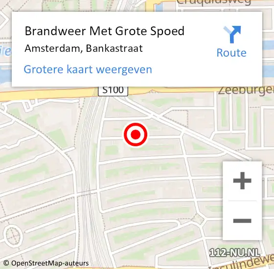 Locatie op kaart van de 112 melding: Brandweer Met Grote Spoed Naar Amsterdam, Bankastraat op 30 mei 2024 15:11