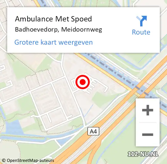 Locatie op kaart van de 112 melding: Ambulance Met Spoed Naar Badhoevedorp, Meidoornweg op 30 mei 2024 15:22